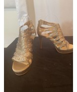 Gianni Bini Gold and Rhinestone Platform Heels Formal 4 1/2inch Stiletto... - £22.89 GBP