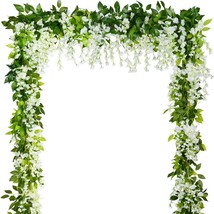 Wisteria Garland 5Pcs Artificial Flowers Garland Wisteria Vine, Milk White - $39.92