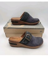 Born Banyan Comfort Clogs Mules Blue Distressed Suede Leather 8M  - $49.99