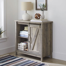 Accent Storage Cabinet Modern Farmhouse Living Room Furniture Rustic Gray Finish - £155.51 GBP