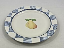 Pfaltzgraff Hopscotch Fruit 8&quot; Plate Pear - Blue Check Stoneware - $179.97 MXN