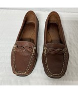 LL Bean Women’s Sz 9M Brown Leather W/ Twist Casual Flats Loafers Drivin... - $620.56 MXN