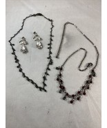 Vtg Austrian Crystal Necklaces Red &amp; Blue Lot Of Two + Austrian Crystal ... - $24.70