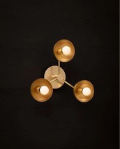 Mid Century Antique Brass Sputnik Vintage Chandelier 3 Arm Decorative Wall Light - £130.53 GBP