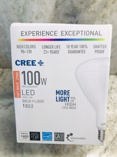 Cree 100W Equivalent Daylight (5000)BR30 Dimmable Light Quality LED Light bulb- - $26.61