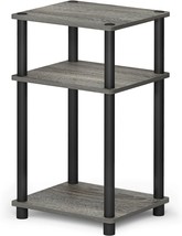 French Oak Grey/Black Furinno Just 3-Tier Turn-N-Tube End Table, Side, Pack. - £27.76 GBP