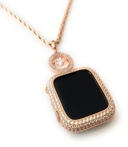 Bling Apple Watch pendant Anhänger Halskette Rose Gold Blende Gehäuse 40/44 MM - £70.30 GBP+