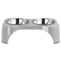 Gibson Home Bow Wow Meow 3 Piece Elevated Pet Bowl Dinner Set in Grey - $53.25