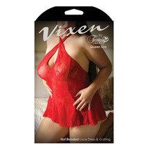 Fantasy Lingerie Vixen Hot Blooded Lace Dress &amp; G-String Queen Size - £27.13 GBP