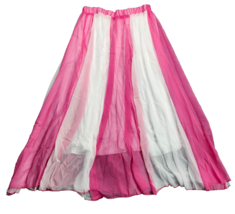 Womens Chiffon Flowing Maxi Circle Skirt White and Pink size XXL - $15.65