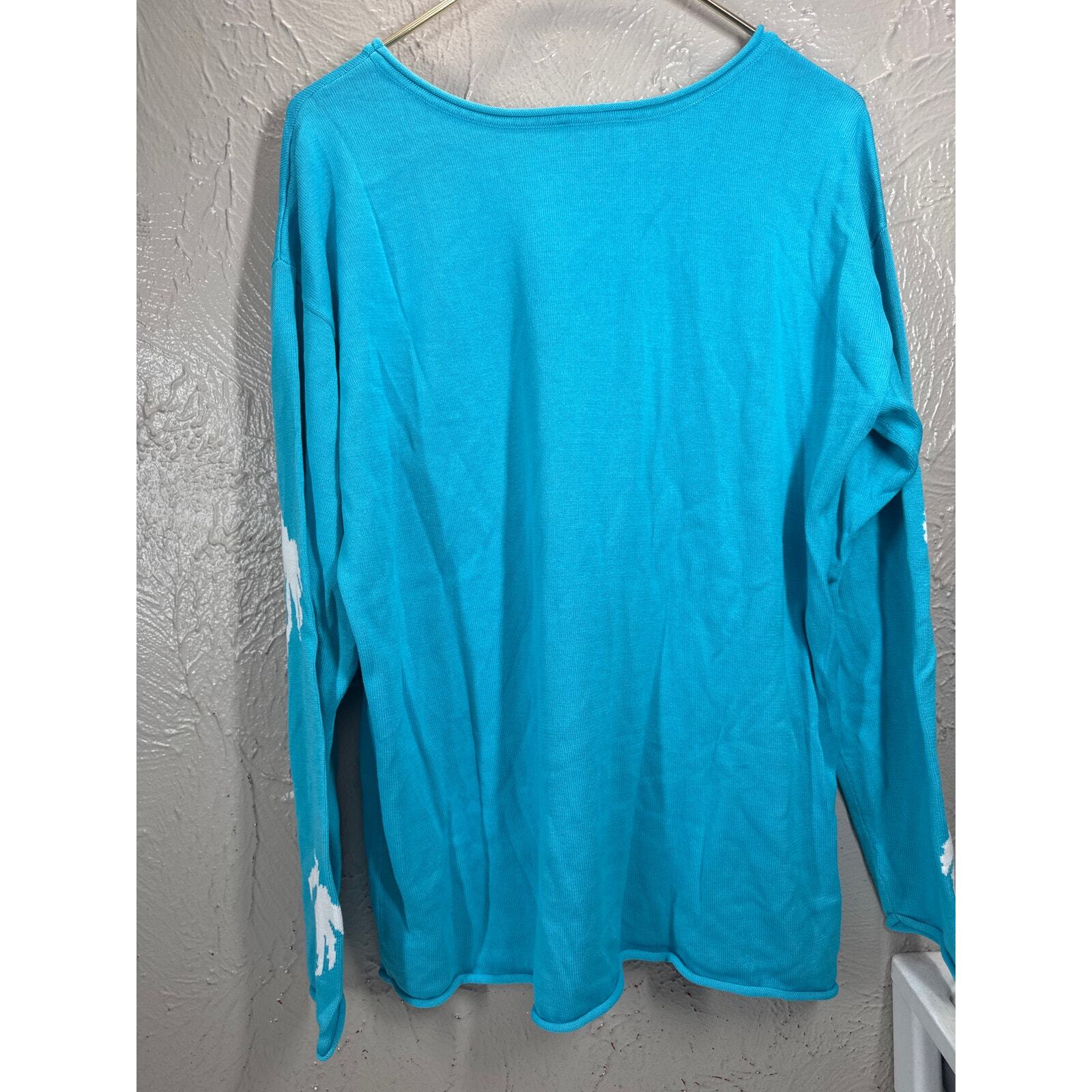 Belle Beach by Kim Gravel Palm Sweater Scuba Blue Womens Size Medium Item image 3