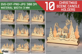 Christmas Scene Candle Holders Laser Cut - $4.00