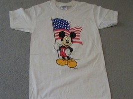 Mickey Mouse w/USA flag on a small white tee shirt  - £17.58 GBP