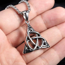 Men Silver Celtic Trinity Knot Triquetra Pendant Necklace Jewelry Chain 24&quot; Gift - £13.41 GBP