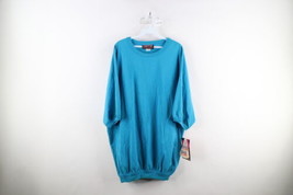 Deadstock Vtg 90s Streetwear Womens OSFA Blank Pullover Ringer T-Shirt Blue USA - £27.43 GBP