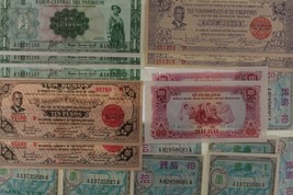 1942-1975 18-Notes Currency Sequential Sets // Japan Laos Paraguay Philippines - £40.38 GBP