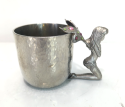 Vintage Ballena Bay Pewter Coffee Mug with Fairy and Plastic Gems Jewels... - $49.79