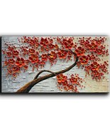 YaSheng Art - hand-painted Oil Painting On Canvas Texture Palette Knife Red - £92.94 GBP