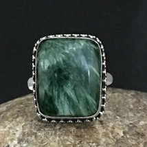 925 Sterling Silver Seraphinite Handmade Ring SZ H to Y Festive Gift RS-1135 - £31.34 GBP