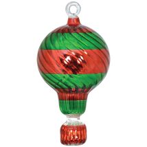 Red and Green Hot Air Balloon Egyptian Glass Christmas Ornament Made Egy... - $32.98