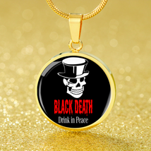 Black Death Vodka Drink In Peace Circle Necklace Stainless Steel or 18k Gold 18 - £33.83 GBP+