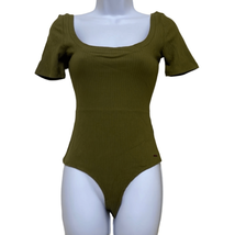 n:Philanthropy Womens Size Small Ribbed Bodysuit Olive Green Square Neck... - £18.30 GBP