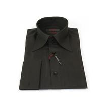 Men's Axxess Turkey Shirt 100% Cotton Long Collar 224-06 French Cuffs Black image 5