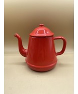 Red Enamelware Tea Coffee Pot Kettle Gooseneck Spout Vintage Farmhouse READ - £24.49 GBP