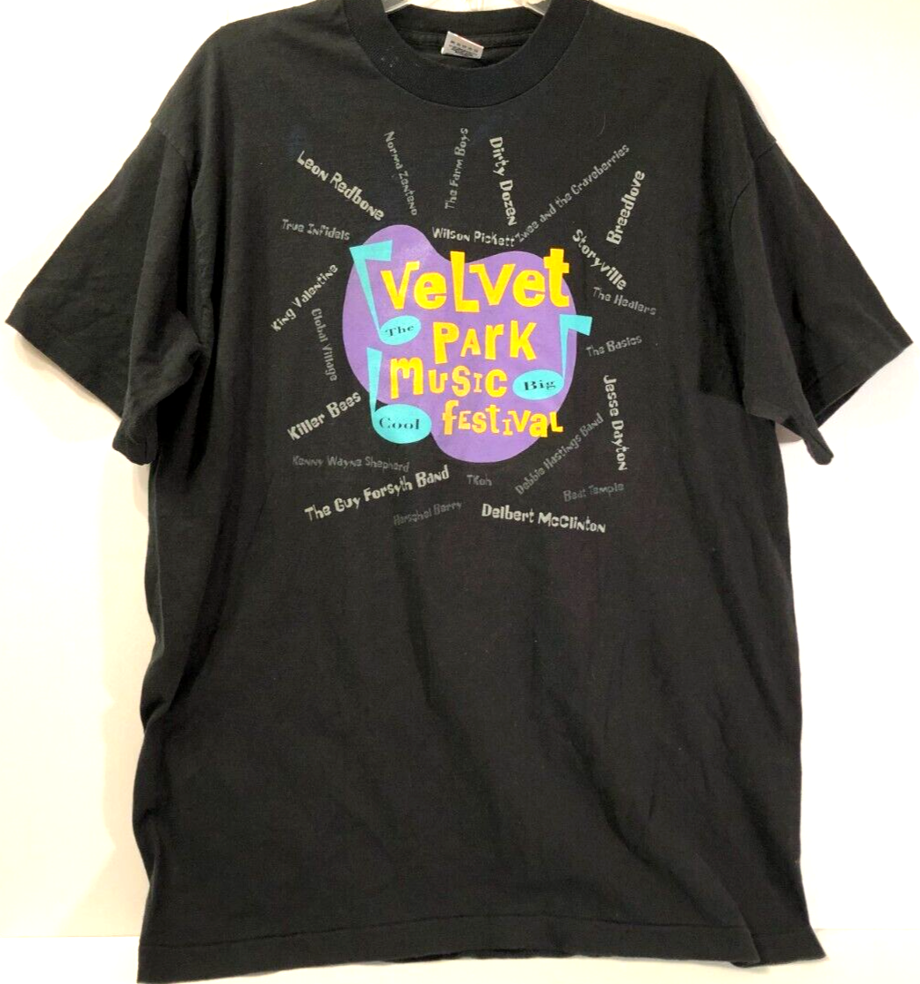 The Velvet Park Music Festival 1995 Delbert McClinton Vintage Black T-Shirt XL - $156.87