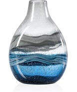 Torre &amp; Tagus Andrea Hand Blown Swirl Glass Bulb Vase For Home Decor, Blue - $77.99