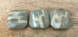 Vintage Mid Century Mod Set Lot 3 Square Celluloid Beige Green Marbled B... - $16.82