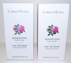 Lovely Nib Pair Of Crabtree &amp; Evelyn Rosewater 3.5 Oz Hand Therapy - £20.15 GBP