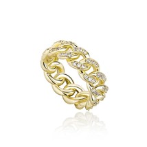 TOPGRILLZ 2021 New Cuban Link Chain Rings High Quality Bling Bling Iced Out Cubi - £17.93 GBP