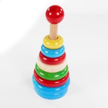Vintage Wood Stacking Rings Toy Small Pieces 4.5&quot; Childrens Kids - £5.52 GBP