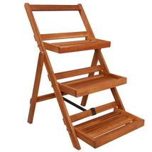  Plant Stand Brown Solid Acacia wood Medium Foldable Plant Stand - $118.99