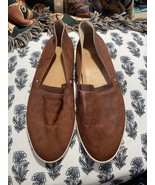 FRYE SIZE 10 Brown/Tan Leather Comfort Casual Slip On Soft Flats - $45.00