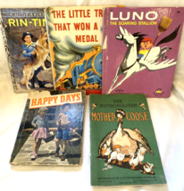 Vintage Children&#39;s Books Lot of 5, Rin Tin Tin, Mother Goose, &amp; More - £17.83 GBP