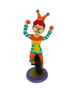 Vintage Sad Clown Unicycle Juggling Balls Jester Hat Orange Pants Red Hair - $553.50 MXN
