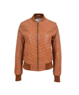 DR211 Women&#39;s Quilted Retro 70s 80s Bomber Jacket Tan - £128.40 GBP