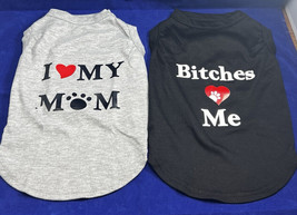 KOOLTAIL Size Small Gray I Love Mom Black B**ches Love Me 2 Pack Dog Shirts Used - £6.67 GBP