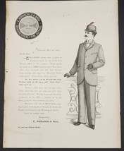 1894 Antique Rothschild &amp; Bros Chicago Il Men&#39;s Fashion Ad Broadside Clothing - £38.27 GBP