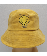 Maoli Maowai Smiling Smiley Face Yellow Corduroy Bucket Hat Retro - $362.47 MXN