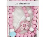 &quot;My First Rosary&quot; Girl&#39;s Pink Large Wood Bead Baptism Christening Gift N... - £15.97 GBP