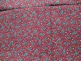 Fabric NEW Cranston Tiny Pink Aqua Yellow Flowers on Dk Raspberry 13&quot; x 38&quot; $3 - £2.37 GBP