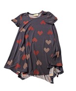 Lularoe Sarah Girls 4T High Low Swing Dress Red &amp; Beige Heart Print - $24.00