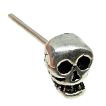 Skull Nose Stud 22g (0.6mm) 925 Sterling Silver Straight L Bendable Jewellery - £4.17 GBP