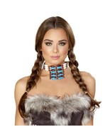 Native American Necklace Costume Accessory Brown White Turquoise Hallowe... - $34.99