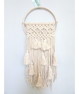 MACRAME WALL DECOR CHIC HANGING TAPESTRY BOHO IVORY 24&quot;L WOVEN ALL DECOR  - $16.78