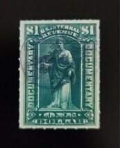 1898 $1 U.S. Internal Revenue, Documentary, Commerce, R173, Dark Green - $2.49 CAD