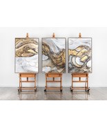 Framed artwork textured "Tsunami", Painting on canvas original, Wall decor - £705.28 GBP